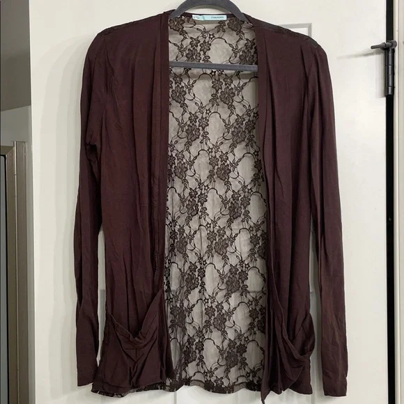 Maurices Chocolate Lace Overlay Top - Picture 1 of 4